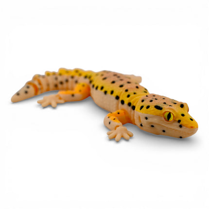 3D Printed Leopard Gecko with Realistic Glass Eyes – Autumn Morph (7.5 Inches Long)