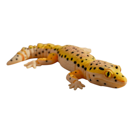 3D Printed Leopard Gecko with Realistic Glass Eyes – Autumn Morph (7.5 Inches Long)