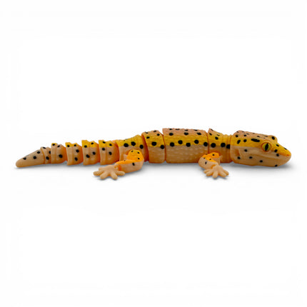 3D Printed Leopard Gecko with Realistic Glass Eyes – Autumn Morph (7.5 Inches Long)