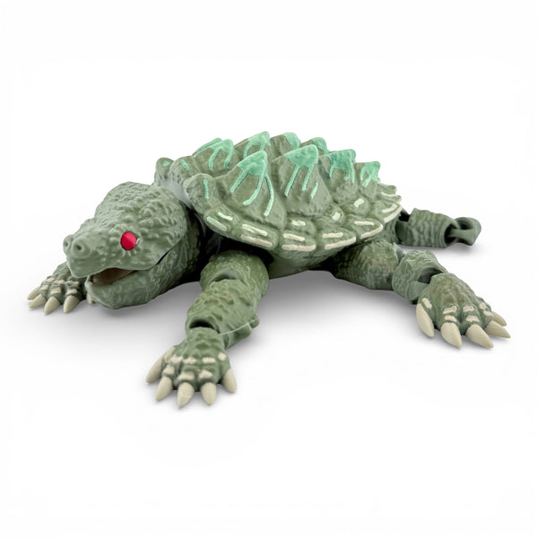 Alligator Snapping Turtle Figurine - Camo Morph, Articulated 3D Printed Reptile, 10 Inch Turtle Decor Gift