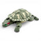 Red-eared slider turtle figurine, olive green 3D printed with glass eyes
