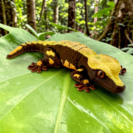 3D Printed Crested Gecko with Realistic Glass Eyes – Autumn Morph