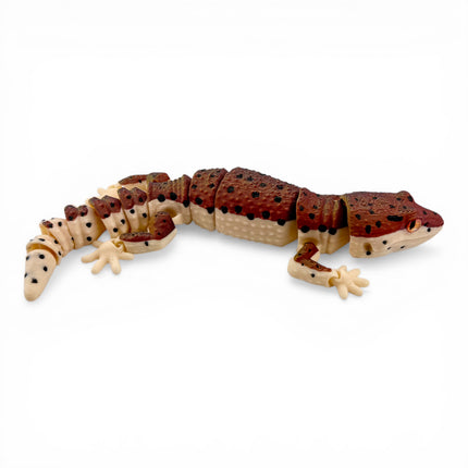 3D Printed Leopard Gecko with Realistic Glass Eyes – Volcano Morph (7.5 Inches Long)