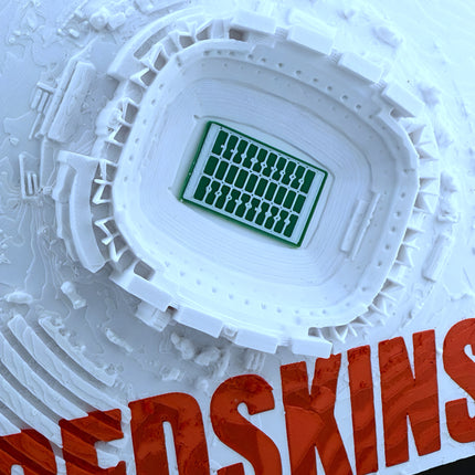 Washington Redskins - Framed Topographical Map Art of Northwest Stadium with Embossed Text