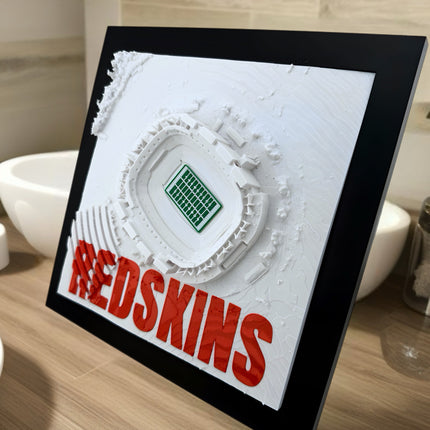 Washington Redskins - Framed Topographical Map Art of Northwest Stadium with Embossed Text