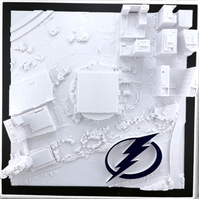 Tidal 3D Printed Tampa Bay Lightning Amalie Arena 3D topographical wall art in a black frame