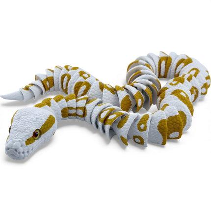 3D Printed Albino Ball Python – White and Gold Realistic Snake Model with Glass Eyes