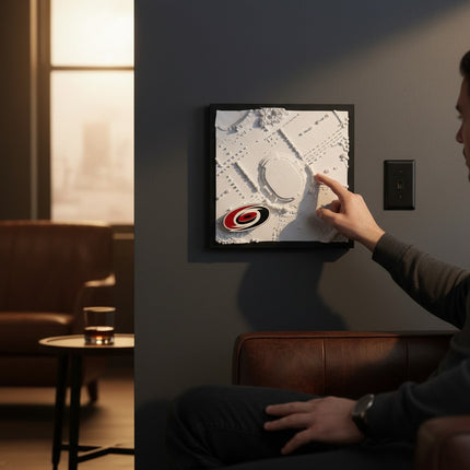 Carolina Hurricanes — PNC Arena 3D Topographical Stadium Wall Art | 12" × 12"
