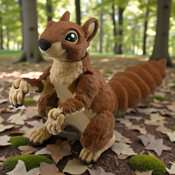 3D Printed Brown Squirrel – Fully Articulated Woodland Model (11 Inches Long)
