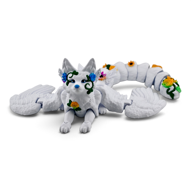 Fae Fox figurine side profile showing feathered wings