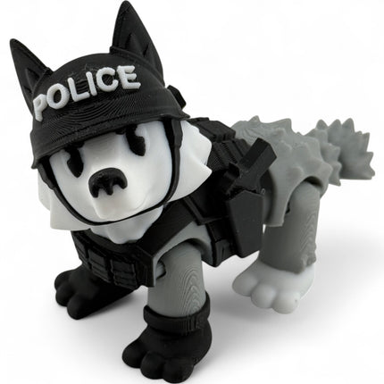3D Printed Police Dog Figurine, Detachable Pistols, Realistic Design, Durable USA-Made Display Piece
