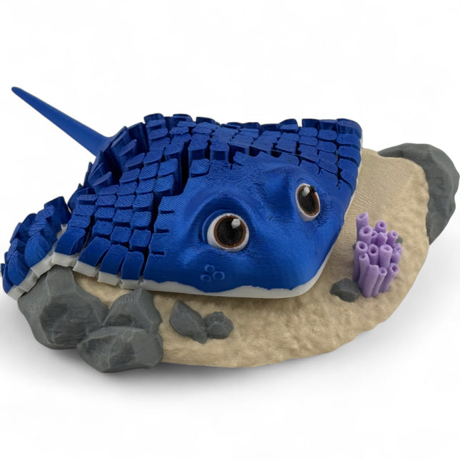 3D Printed Stingray & Coral Reef Diorama: Ocean Marine Life Art