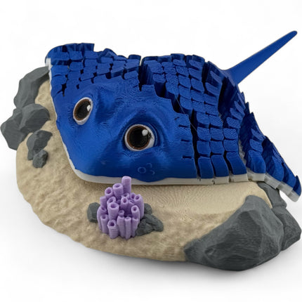 3D Printed Stingray & Coral Reef Diorama: Ocean Marine Life Art