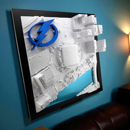 Tampa Bay Lightning Benchmark International Arena Topographical Map Art Framed Wall Decor with Logo