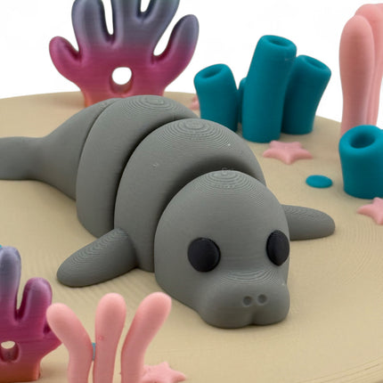 3D Printed Coral Reef Ocean Diorama with Manatee or Octopus
