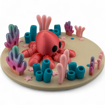 3D Printed Coral Reef Ocean Diorama with Manatee or Octopus