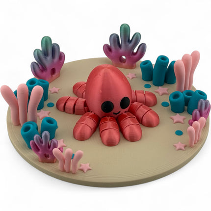 3D Printed Coral Reef Ocean Diorama with Manatee or Octopus