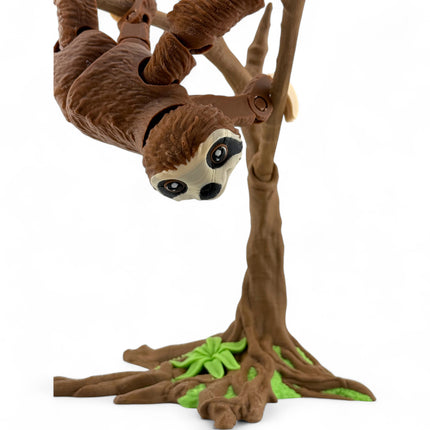 3D Printed Sloth and Tree Decor: Whimsical USA-Made Figurine