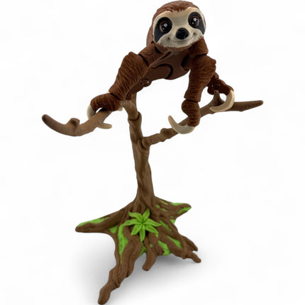 3D Printed Sloth and Tree Decor: Whimsical USA-Made Figurine