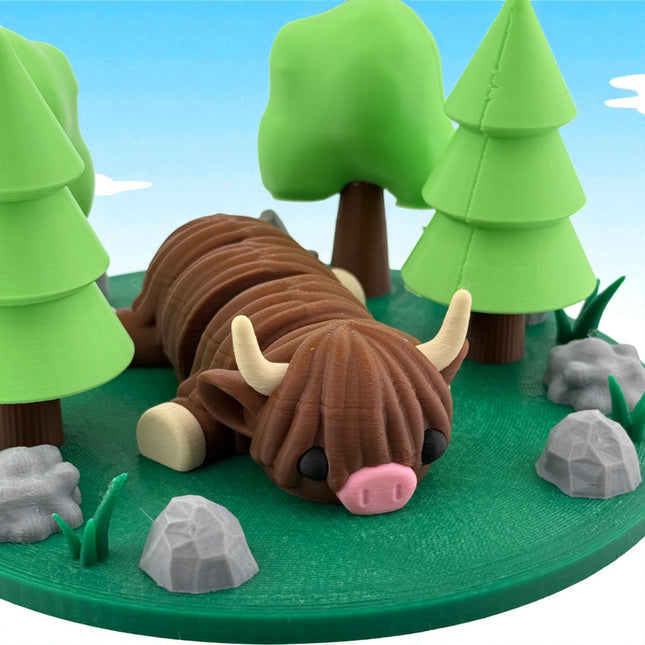 3D Printed Himalayan Cow with Forest Diorama