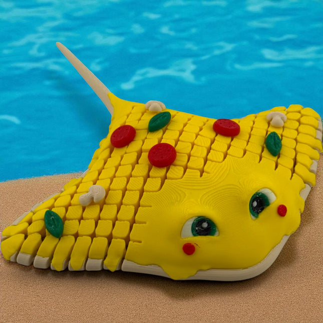 3D Printed Pizza Stingray Sculpture: Quirky Ocean Decor