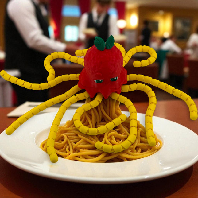 3D Printed Spaghetti Meatball Octopus Figurine: Quirky Kitchen Decor