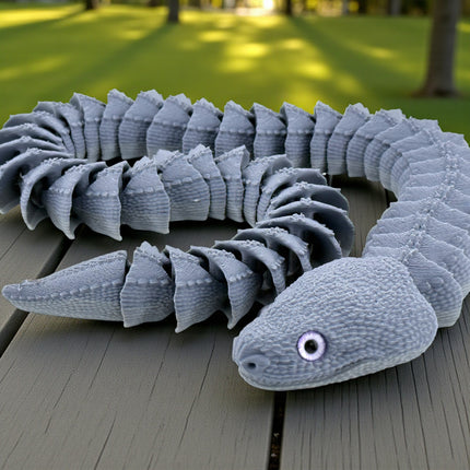 3D Printed Articulated Xenodermus / Dragon Snake – Realistic Model with Glass Eyes