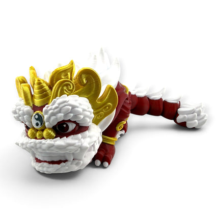 Close-up of Chinese Lion figurine face and texture detail