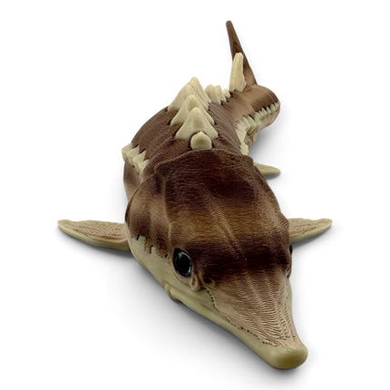 3D printed Brown Sturgeon figurine, side profile
