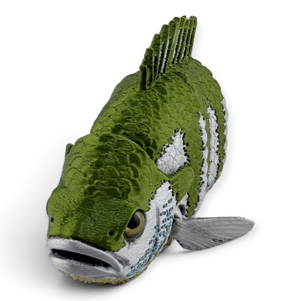 Articulated Bluegill figurine flexing to show movement