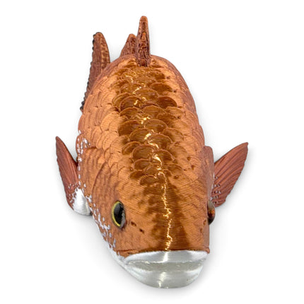 Red drum redfish figurine, articulated 3D printed with glass eyes