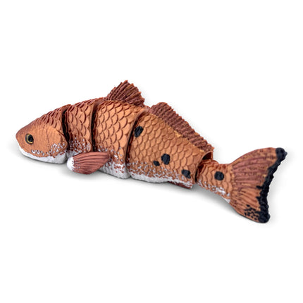 Red drum redfish figurine, articulated 3D printed with glass eyes
