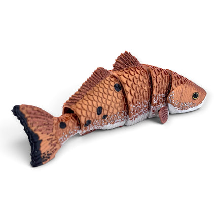 Red drum redfish figurine, articulated 3D printed with glass eyes