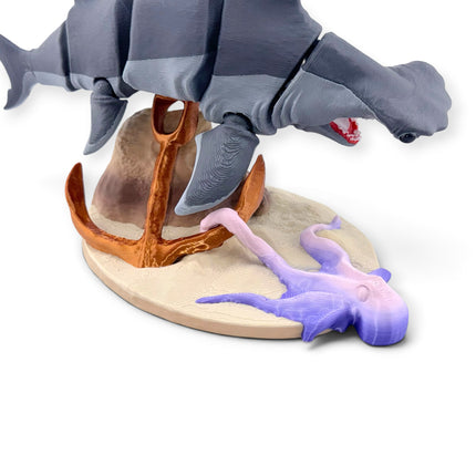 Bonnethead Shark Figurine with Display Base, Articulated Flexi, 3D Printed, photo 3