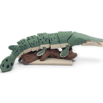 3D printed Alligator Gar figurine with glass eyes, front view