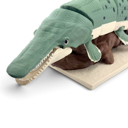 3D printed Alligator Gar figurine on matching display base