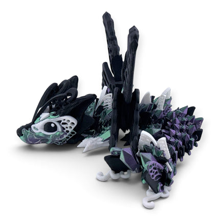 3D printed Fae Wolf Butterfly Dragon figurine, side profile