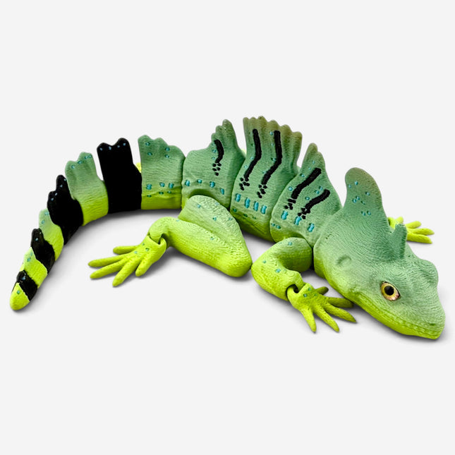 Basilisk Jesus Lizard Figurine, Matcha Morph, 3D Printed Reptile