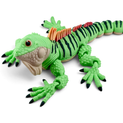 Iguana Figurine, Light Green with Orange-to-Yellow Silk Frills, 3D Printed, photo 6