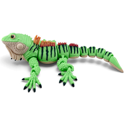 Iguana Figurine, Light Green with Orange-to-Yellow Silk Frills, 3D Printed, photo 5