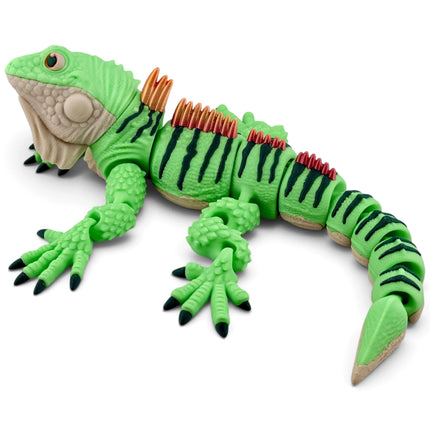 Iguana Figurine, Light Green with Orange-to-Yellow Silk Frills, 3D Printed, photo 7