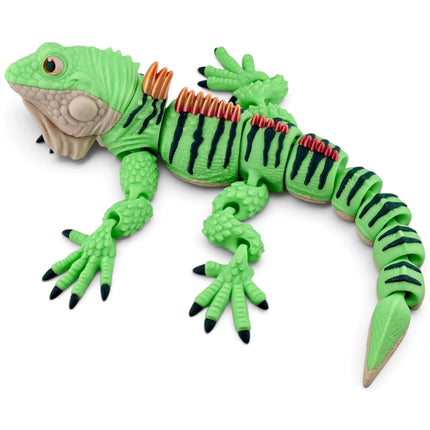 Iguana Figurine, Light Green with Orange-to-Yellow Silk Frills, 3D Printed, photo 3