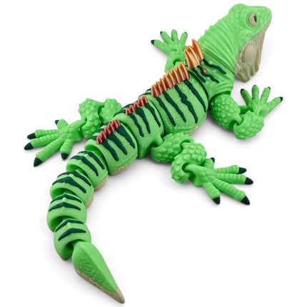 Iguana Figurine, Light Green with Orange-to-Yellow Silk Frills, 3D Printed, photo 8