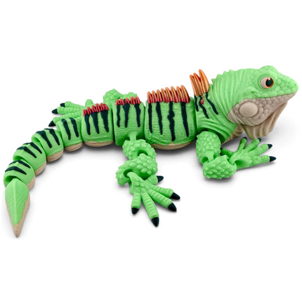 Iguana Figurine, Light Green with Orange-to-Yellow Silk Frills, 3D Printed, photo 9