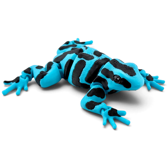 Poison Dart Frog Figurine, Light Blue & Black, 3.5 Inch, Glass Eyes, 3D Printed, photo 2