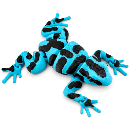 Poison Dart Frog Figurine, Light Blue & Black, 3.5 Inch, Glass Eyes, 3D Printed, photo 4