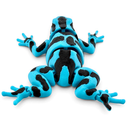 Poison Dart Frog Figurine, Light Blue & Black, 3.5 Inch, Glass Eyes, 3D Printed, photo 3