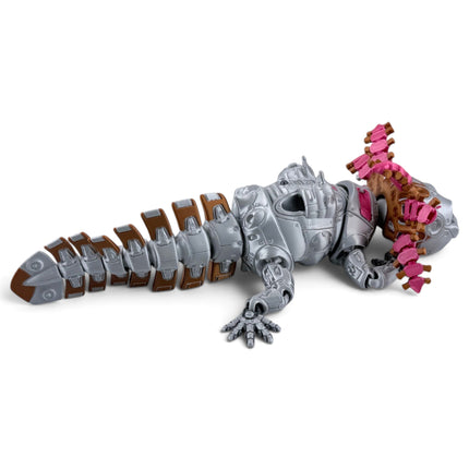 RobotoLotyl Steampunk Axolotl Figurine, Silver Mechanical, 3D Printed, photo 9