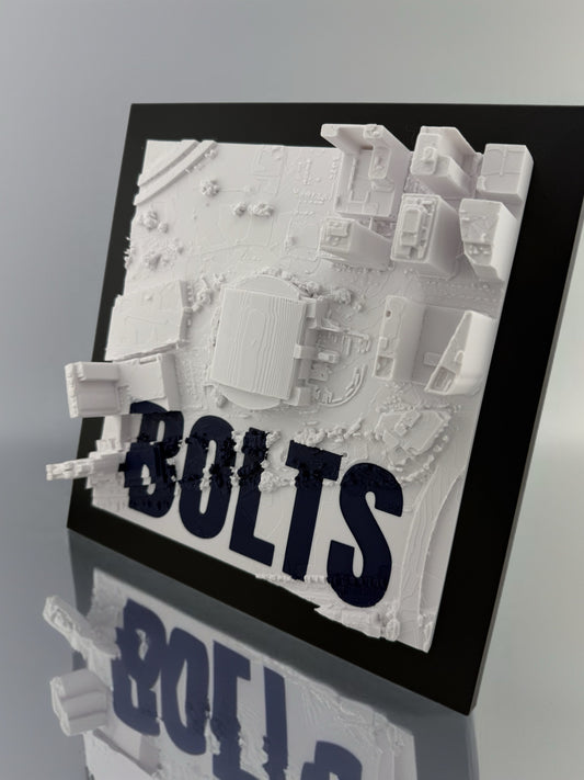 Tampa Bay Lightning - Framed Topographical Map Art of Amalie Arena (Embossed Text)