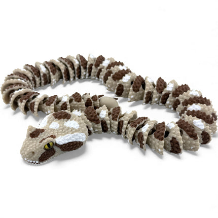 3D Printed Articulated Spider-Tailed Horned Viper Snake with Realistic Glass Eyes – 25 Inches Long